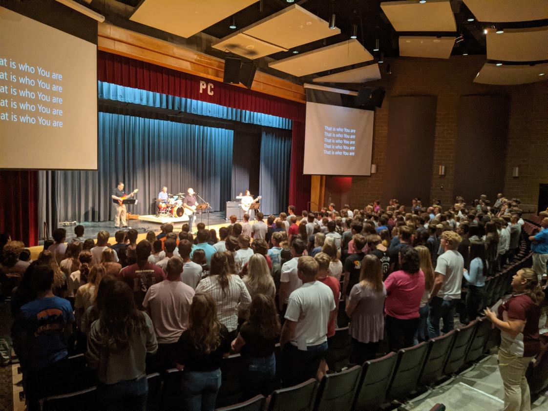 Pella Christian High School Photo #1 - Chapels are held twice a week to live into the faith formation of students.