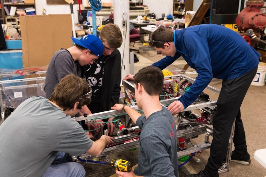 Whitinsville Christian School Photo #5 - The highly successful Robotics Club provides real-world, hands-on learning opportunities for our Robotics team members. The off-campus Robotics lab provides a tremendous venue to learn construction, programing, and testing of robots. Participating in several competitions per year through the FIRST program helps team members hone their talents and develop critical thinking and creative collaboration skills.