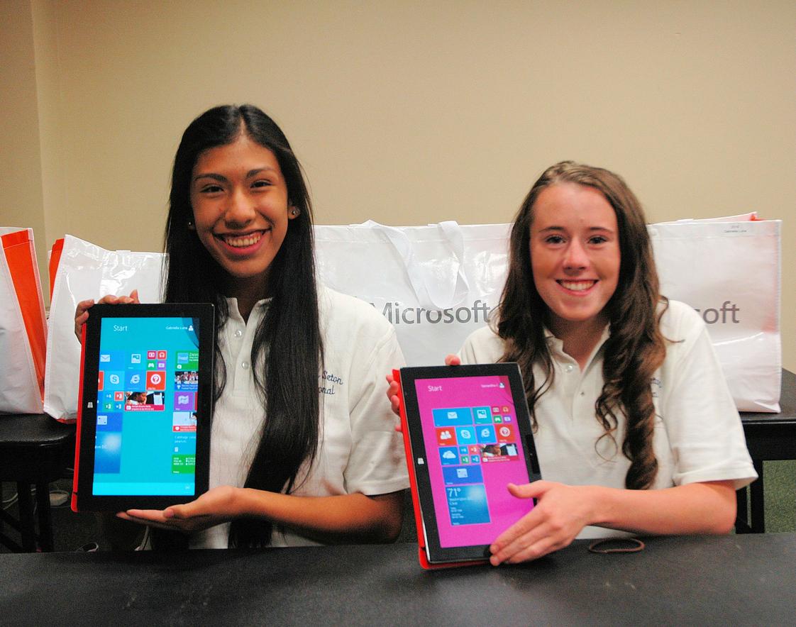 Mother Seton Regional High School Photo - NEW TECHNOLOGY PROGRAM - All students get a Micsosoft Surface Tablet fully loaded with all Microsoft Office Products. Used for integrated learning in the classrooms and for homework.