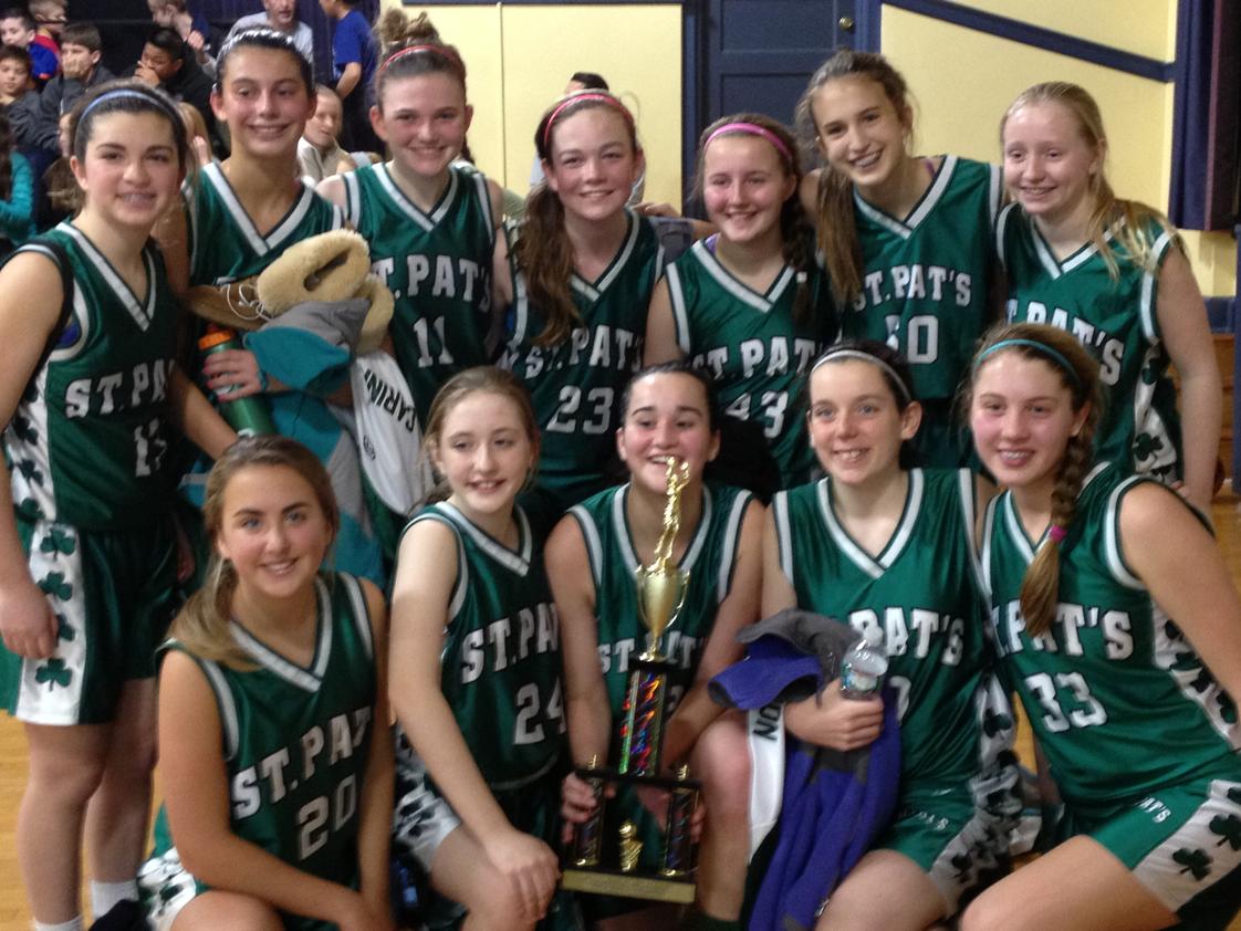 St. Patrick School Photo - Eighth Grade Girls Basketball Champs! Both our girls and boys teams have been successful this year in their leagues.