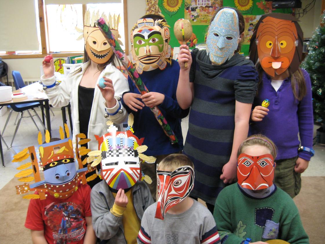 Zion Lutheran School Photo #1 - Second and third graders at Zion Lutheran School, Owego, wrap up a unit on Native Americans by creating masks similar to those studied in class.