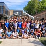 Greensboro Day School Photo #4 - The Class of 2026 poses for a photo during Rock Your College Shirt Day, to celebrate their college choices.
