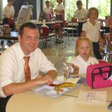 St. Gertrude School Photo #6 - St Gertrude School 4th Grade Teacher Jeff Hileman enjoys lunch with some of his students during the first few weeks of the 2012-13 school year.