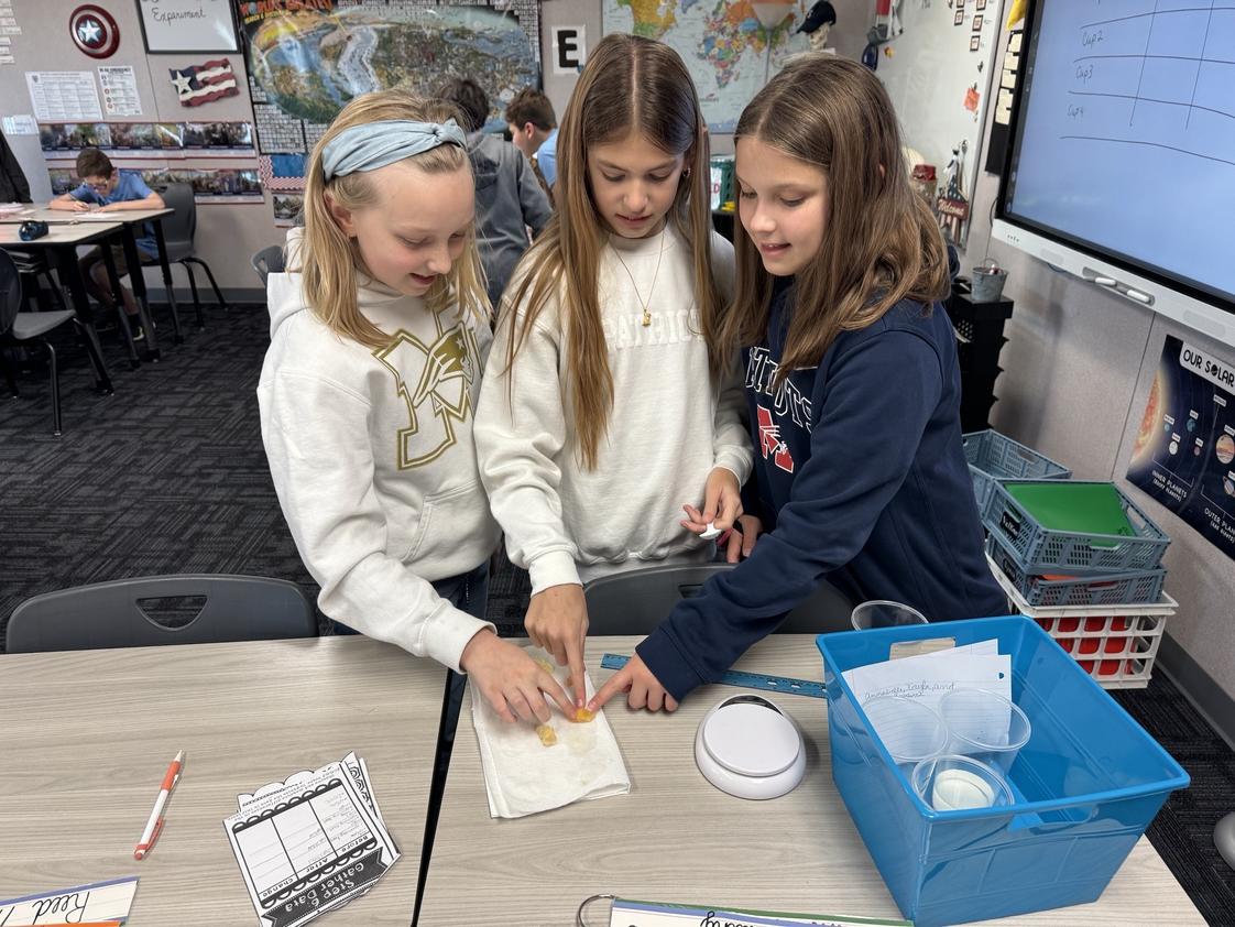 Metro Christian Academy Photo #21 - 5th-grade scientists are exploring variables and liquids with gummy bears.