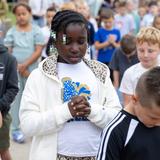 Rejoice Christian School Photo #2 - A 4th-grade student lifting our school in prayer during See You at the Pole 2025.