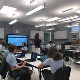 Sacred Heart School Photo - Students enjoy our new STEM lab with Promethean technology and 1:1 chrome books! Middle school students have a double period STEM block every week.