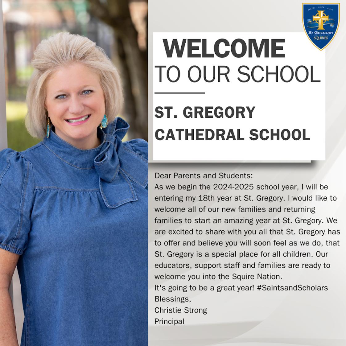 St. Gregory Cathedral School Photo #1 - 2024-2025 It's going to be a great year! #SaintsandScholars Christie Strong, Principal