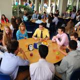 Norfolk Academy Photo #3 - One of the school's most cherished traditions is family-style lunch. Teachers and students sit together at tables in the refectory, offering time for sharing stories about the day. The meal includes an array of options, from a hot meal to an expansive salad bar and deli sandwiches.