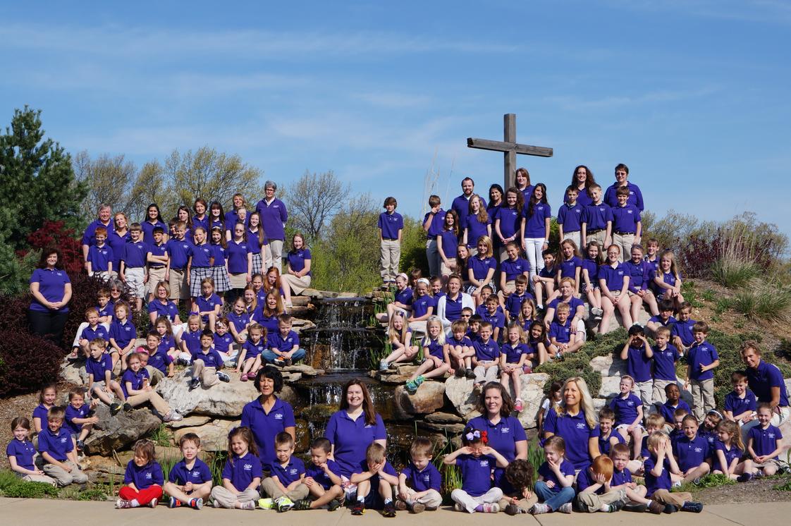 Living Water Academy Photo - Living Water Academy Family of Students, Faculty, and Staff. The annual all-school photo around the fountain is one of LWA's oldest and most cherished traditions.