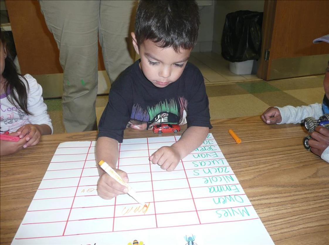 S Arlington Heights KinderCare Photo - Our Preschoolers learn science and math concepts through hands-on exploration. They often practice charting their results.