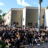 Bishop Verot Catholic High School Photo #3 - Students gather in the courtyard for a Prayer Service.