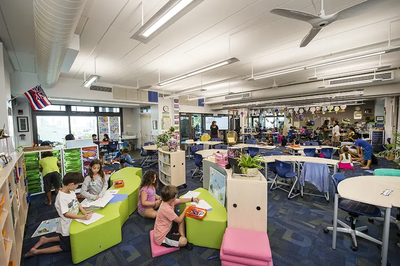 Punahou School Photo #2 - Classrooom studios in the new Sidney and Minnie Kosasa Community for Grades 2 - 5 were designed to include flexibility and fluidity to allow teachers to engage with a greater variety of learning profiles while broadening opportunities to mix instructional techniques and age groups.